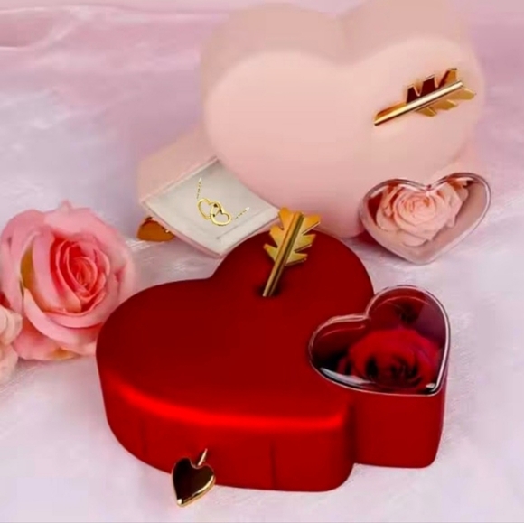 Heart & Arrow Jewelry Case – Eternal Rose & Double Heart Pendant - Picture 2 of 7